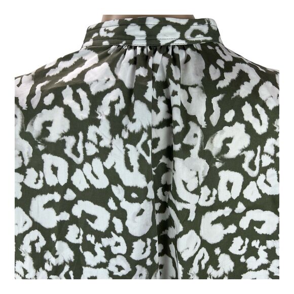 Elizabeth & James Oversize Ruffled Button Front Shirt Dress XS Sage Green Print - Picture 8 of 11